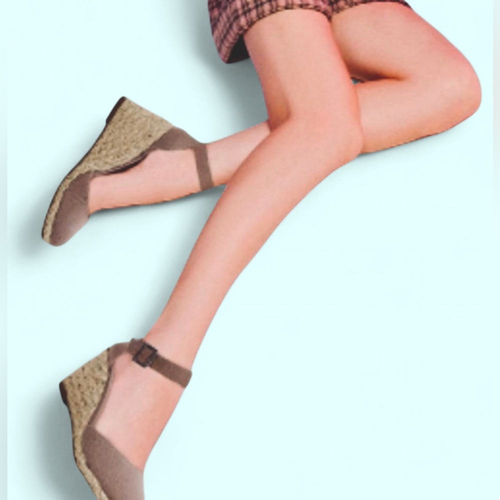 Brand New Mocha Closed Toe Ankle Strap Wedge Espadrilles - Picture 9 of 13